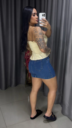 Saia Jeans Com Elastano - Lavagem Tradicional Disponível 36 e 38 - Anna Closet DF 