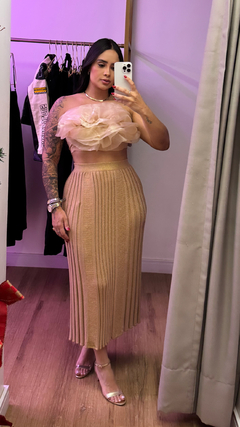 Saia Midi Lurex Dourado