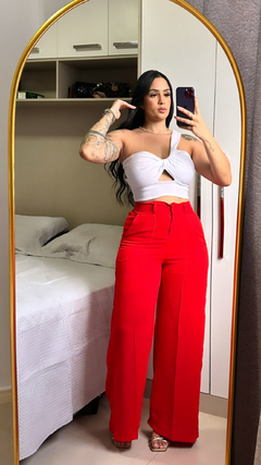 Cropped Nula Manga Tricot Premium Com Lurex - Branco - loja online