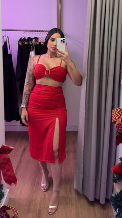 Conjunto Top e Saia mídi - Vermelho - Anna Closet DF 