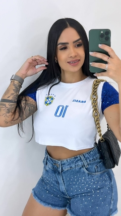Cropped Paetê Brasil Amanda Branco
