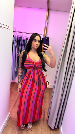 Vestido Listras com Lurex