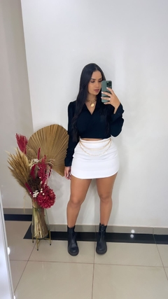Saia Alfaiataria Curtinha BRANCA - Anna Closet DF 