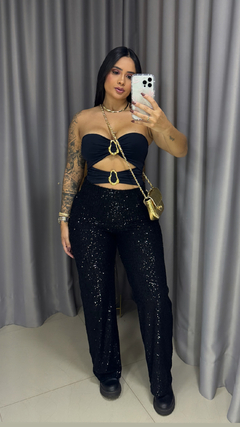 Calça Paetê Bia Preta - Anna Closet DF 