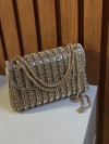 Bolsa Luxo em Pedraria E Alça Corrente - Dourado