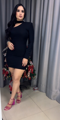 Imagem do Vestido Ayra Talgui Nula Manga Com Detalhe Chocker - Preto