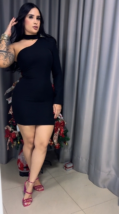 Vestido Ayra Talgui Nula Manga Com Detalhe Chocker - Preto - loja online