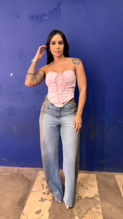 Calça Com Brilho Lateral - Jeans - Anna Closet DF 