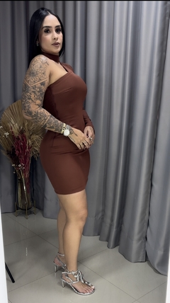 Imagem do Vestido Ayra Talgui Nula Manga Com Detalhe Chocker - Marrom