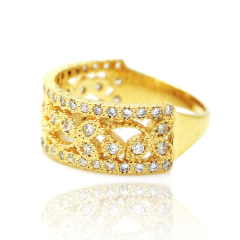 ANEL RENDA DE FLORES CRAVEJADO - FARFALLA JOIAS - Atacado de Semijoias