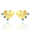 BRINCO CORAÇÃO LISO COM ZIRCÔNIAS - BANHADO A OURO18K