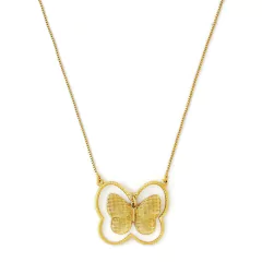 COLAR VENEZIANA COM BORBOLETA DUPLA - BANHADO A OURO18K - comprar online