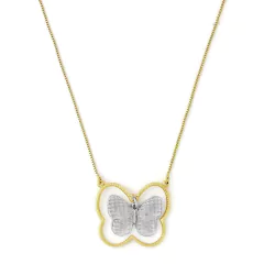 COLAR VENEZIANA COM BORBOLETA DUPLA - BANHADO A OURO18K