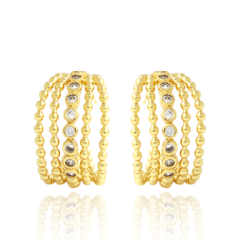 BRINCO ARGOLA 5 FILEIRAS COM ZIRCÔNIAS - BANHADO A OURO18K - comprar online