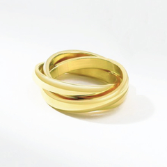 ANEL TRIPLO LISO ENTRELAÇADO - BANHADO A OURO18K na internet
