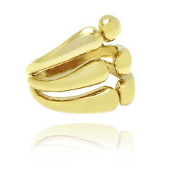 ANEL GRANDE LISO COM 6 GARRAS - BANHADO A OURO18K - comprar online
