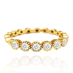 ANEL DE BOLINHAS E ZIRCÔNIAS - BANHADO A OURO18K