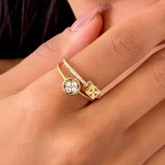 ANEL REGULÁVEL DUPLO MONOGRAMAS - LV - FARFALLA JOIAS - Atacado de Semijoias