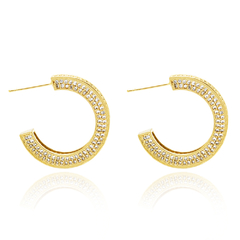 BRINCO ARGOLA MÉDIA CRAVEJADA - BANHADO A OURO18K
