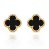 BRINCO TREVO PRETO PEQUENO - BANHADO A OURO18K
