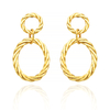 BRINCO OVAL DUPLO TRANÇADO - BANHADO A OURO18K