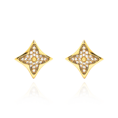 BRINCO ESTRELA CRAVEJADA MONOGRAMA - BANHADO A OURO18K