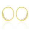 BRINCO OVAL VAZADO COM ZIRCÔNIA - BANHADO A OURO18K