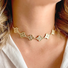 CHOKER DE TREVO LISO - BANHADO A OURO18K - comprar online