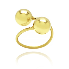 ANEL DUAS ESFERAS - BANHADO A OURO18K