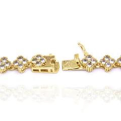 COLAR TREVOS DE ZIRCÔNIAS COM FECHO GAVETA - FARFALLA JOIAS - Atacado de Semijoias