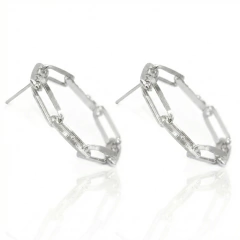 BRINCO ELO LONGO COM ZIRCÔNIAS - BANHADO A DIAMANTE - comprar online