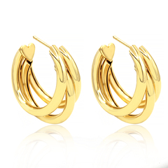 ARGOLA TRIPLA LISA - BANHADO A OURO18K