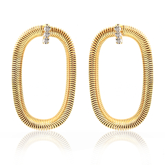 BRINCO CIRCULAR DE CORRENTE FITA COM ZIRCÔNIAS - BANHADO A OURO18K