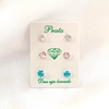 TRIO DE BRINCOS PONTO DE LUZ COLORIDOS - 1,7 G - PRATA 925