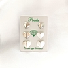 TRIO DE BRINCOS CORAÇÕES ORIGAMI - 2 G - PRATA 925