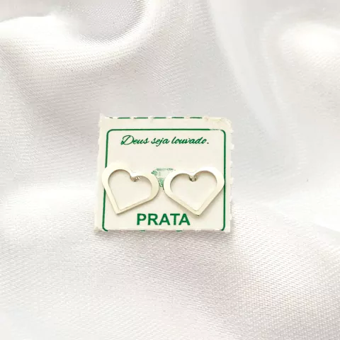 BRINCO DE CORAÇÃO VAZADO - O,6 G - PRATA 925