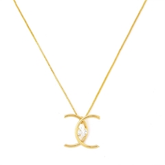 COLAR GRIFE COM ZIRCÔNIA - BANHADO A OURO18K