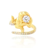 ANEL ROSA CRAVEJADA - BANHADO A OURO 18K