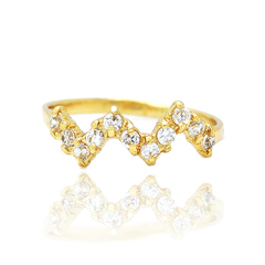 ANEL ZIGUE ZAGUE CRAVEJADO - BANHADO A OURO 18K