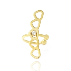 BRINCO PIERCING FAKE CORAÇÕES COM ZIRCÔNIA - BANHADO A OURO 18K