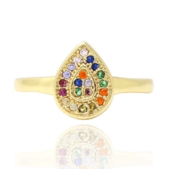 ANEL GOTA CRAVEJADA COLORIDA - BANHADO A OURO 18K na internet