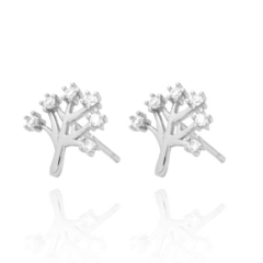 BRINCO MINI ÁRVORE CRAVEJADO - BANHADO A OURO18K - FARFALLA JOIAS - Atacado de Semijoias