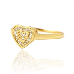 ANEL CORAÇÃO CRAVEJADO - BANHADO A OURO 18K - loja online