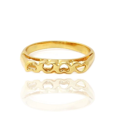ANEL CORAÇÕES VAZADOS LISOS - BANHADO A OURO18K