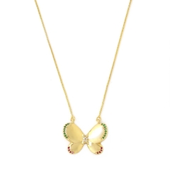 CONJUNTO BORBOLETA COM ZIRCÔNIAS - BANHADO A OURO18K - loja online