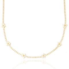 COLAR RIVIERA COM FLORES- BANHADO A OURO18K