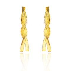 BRINCO FITA RABO DE RATO FLAT TRANÇADO - BANHADO A OURO18K