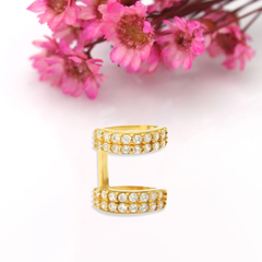 PIERCING DUPLO CRAVEJADO - BANHADO A OURO18K - FARFALLA JOIAS - Atacado de Semijoias