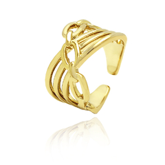 ANEL AJUSTÁVEL LINHAS E ELOS - BANHADO A OURO18K - comprar online