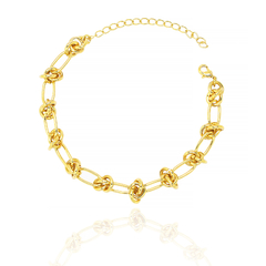 PULSEIRA DE ELOS E NÓ - BANHADO A OURO18K